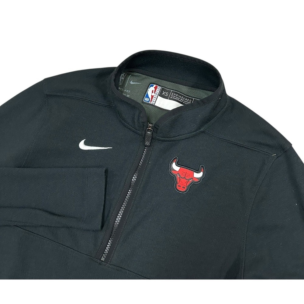Nike Chicago Bulls 1/2 Zip Pull Over Men's XS‎ NBA On Court Warmup Dri Fit Black